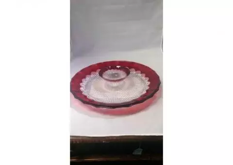 Mikasa Crimson Dawn Platter & Dip Bowl